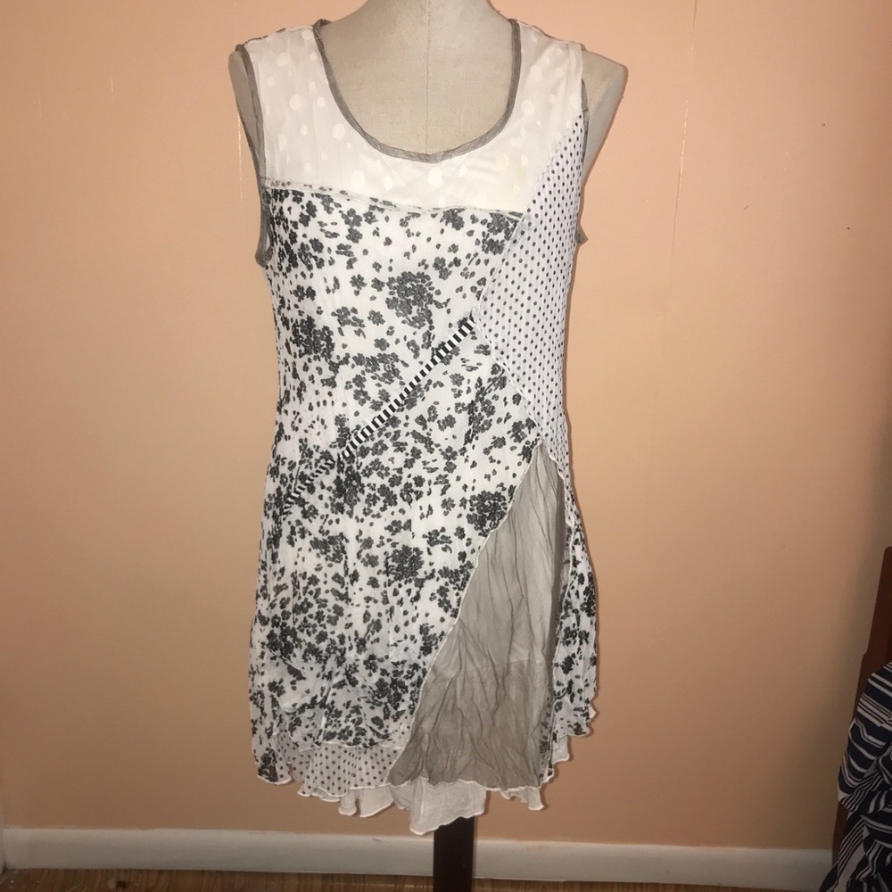 Cream/Black/Grey Multi Print/Fabric Mini Dress